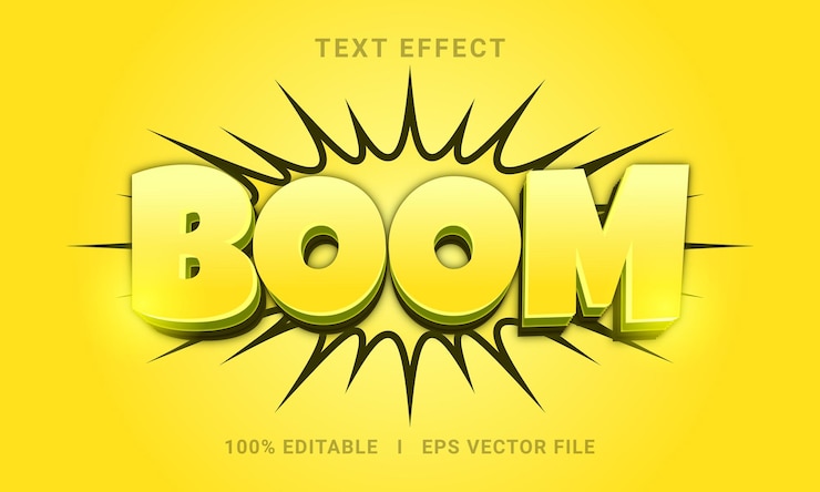 Vector efecto de texto 3d boom editable vector premium