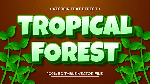 Efecto de texto en 3D Bosque tropical Tema de efecto de texto Gradiente de metal editable Concepto de color verde