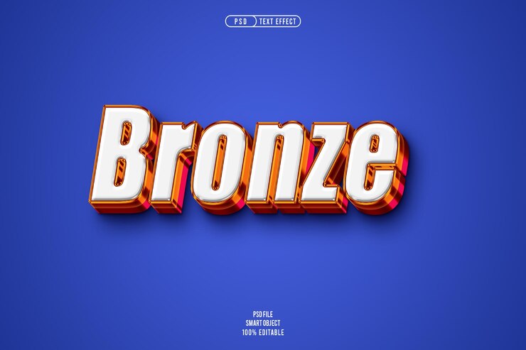 Vector efecto de texto 3d en bronce