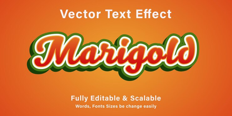 Vector efecto de texto 3d de caléndula vector totalmente editable