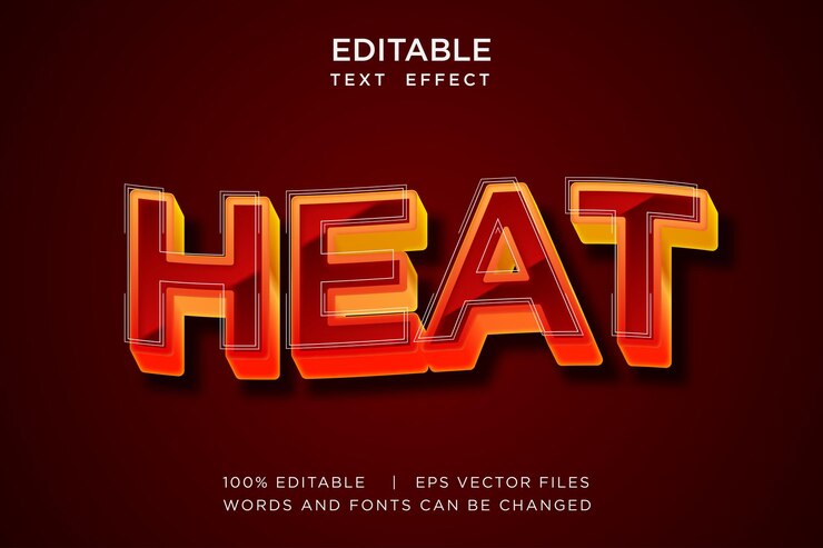 Vector efecto de texto 3d de calor