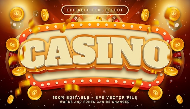 Efecto de texto 3d de casino y efecto de texto editable