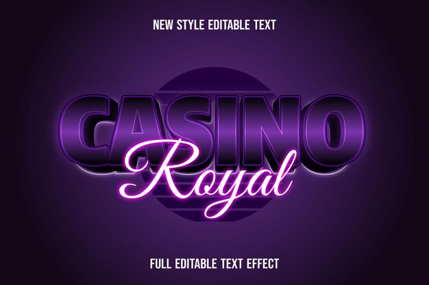 Efecto de texto 3d casino royal purple y white gradient