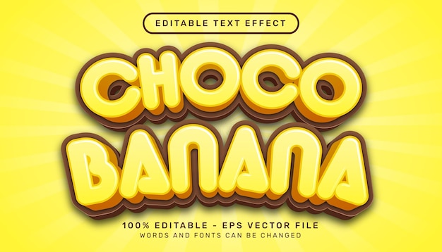 efecto de texto 3d choco banana y efecto de texto editable