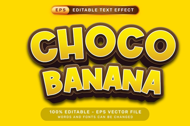 efecto de texto 3d choco banana y efecto de texto editable