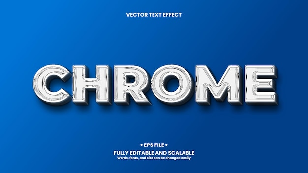 Efecto de texto 3d de chrome