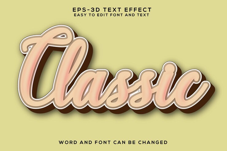 Vector efecto de texto 3d clásico