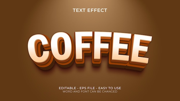 Efecto de texto 3d coffee