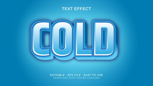 Vector efecto de texto 3d cold