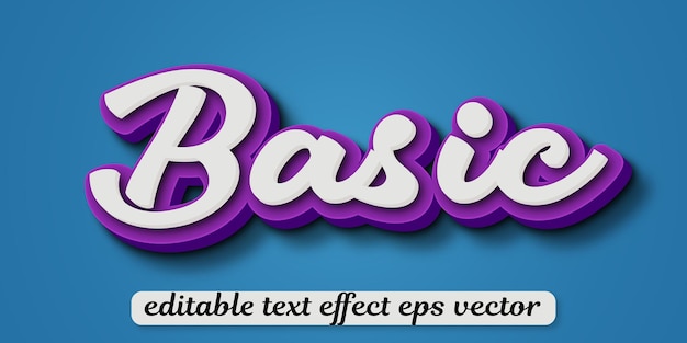 Efecto de texto 3D de color blanco básico editable vector eps