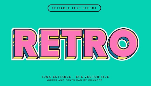 efecto de texto 3d de color pop retro y efecto de texto editable