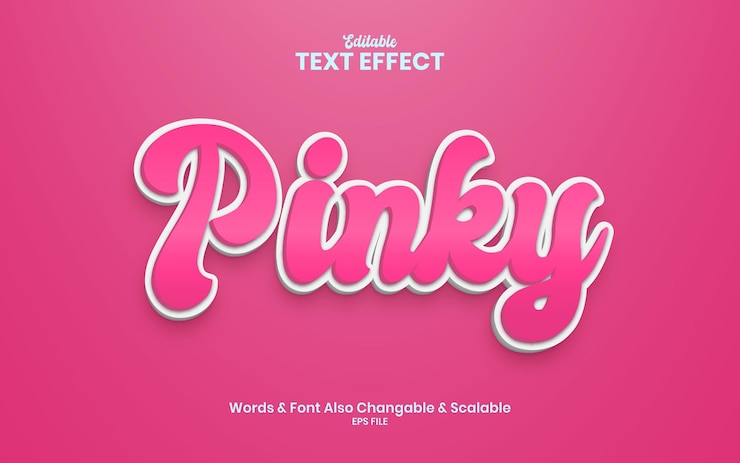 Vector efecto de texto 3d de color rosa meñique