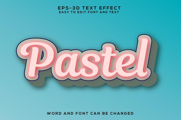 Vector efecto de texto 3d de colores pastel