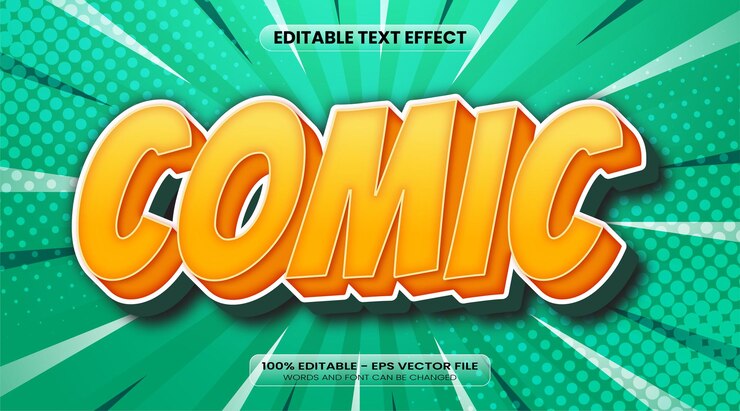 Vector efecto de texto 3d cómico colorido degradado vectorial