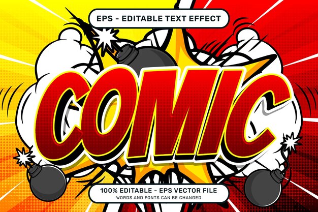 efecto de texto 3D cómico y efecto de texto editable con un fondo retro