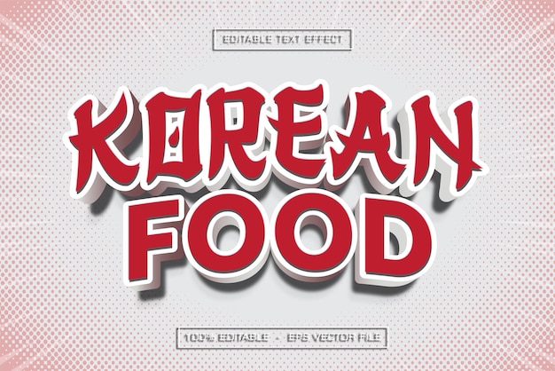 Efecto de texto 3D de comida coreana