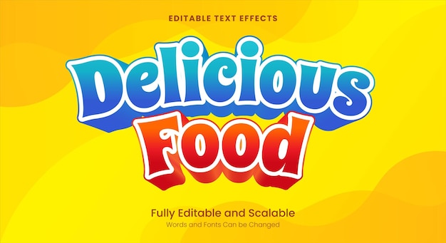 El efecto de texto 3d de la comida deliciosa