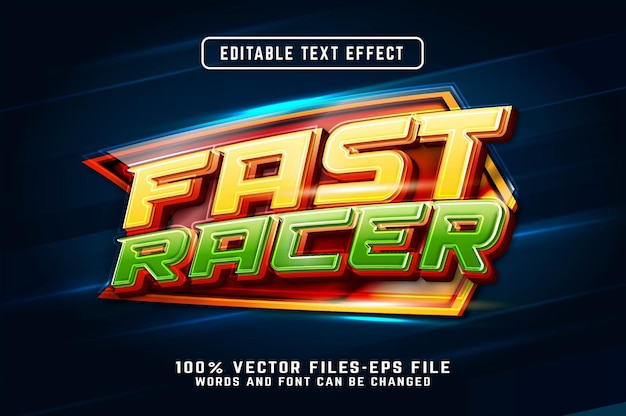 Vector efecto de texto 3d de corredor rápido vectores premium
