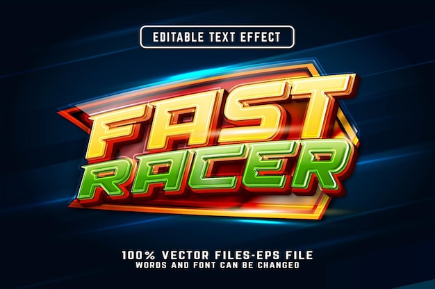 Efecto de texto 3d de corredor rápido vectores premium