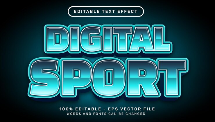 Vector efecto de texto 3d de deporte digital y efecto de texto editable