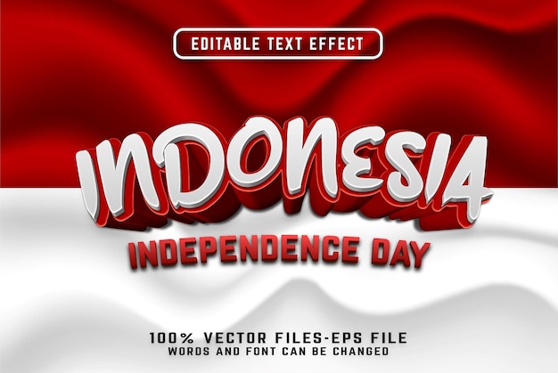 Efecto de texto 3d del día de la independencia de indonesia vectores premium