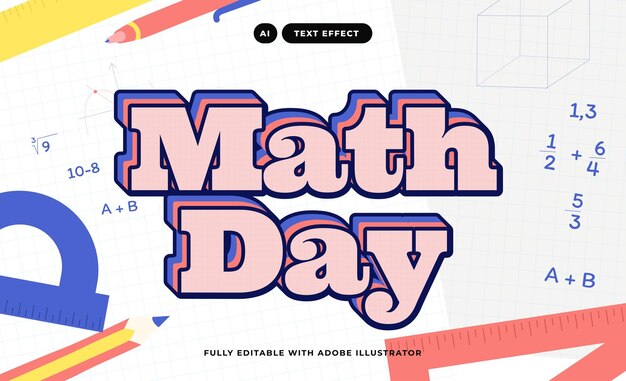 Efecto de texto en 3D para el día de las matemáticas