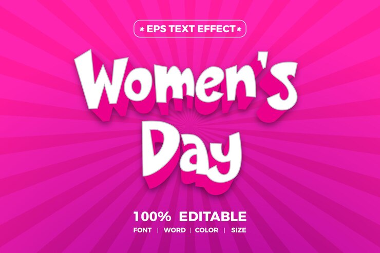 Vector efecto de texto 3d del día de la mujer