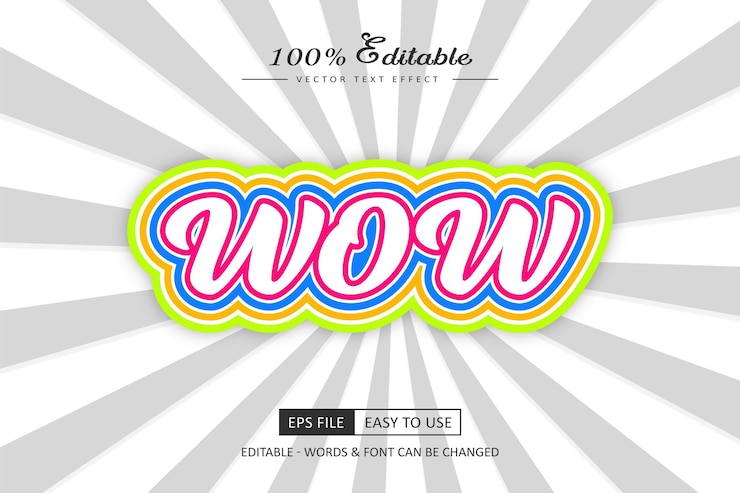 Vector efecto de texto 3d de dibujos animados y estilo de texto de arte pop
