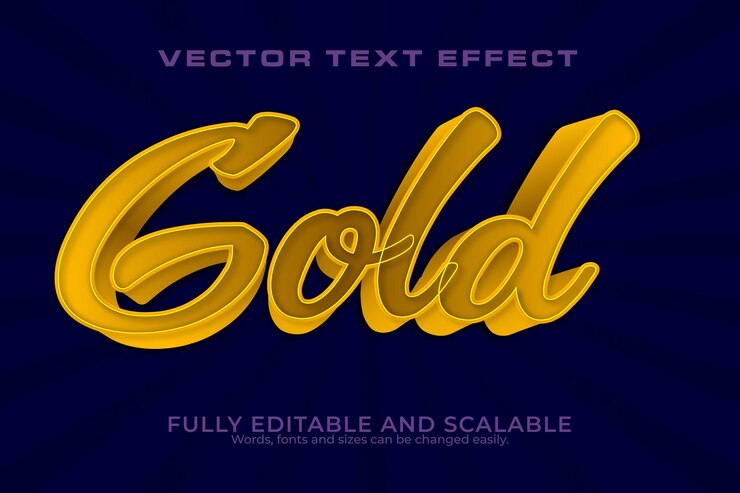 Vector efecto de texto 3d dorado 100 archivo eps editable la palabra y la fuente se pueden cambiar