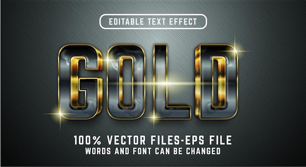Efecto de texto 3d dorado. efecto de texto editable con vectores premium de estilo dorado