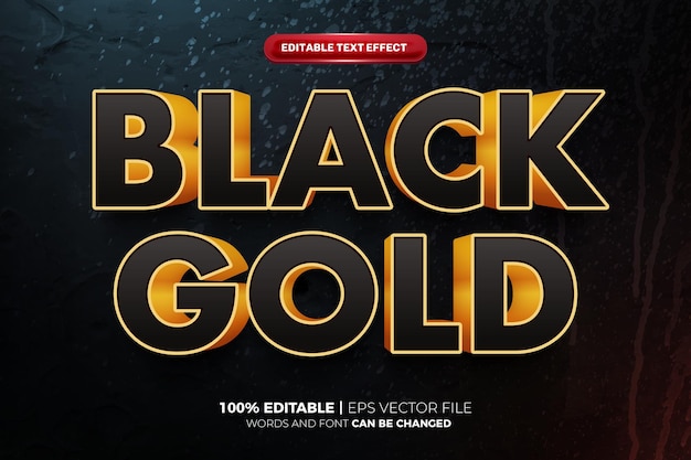 Efecto de texto 3D dorado negro