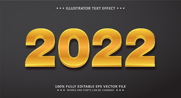 Efecto de texto 3d editable 2022 Gold Style