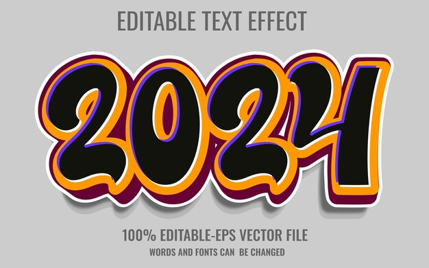 Efecto de texto 3D editable 2024 estilo gráfico diseño 3D para su Navidad