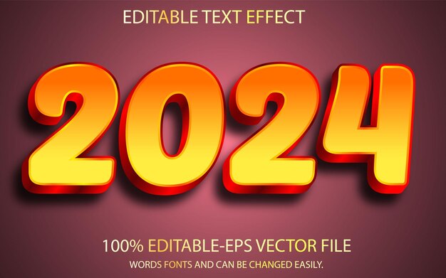 Efecto de texto 3D editable 2024 estilo gráfico diseño 3D para su Navidad