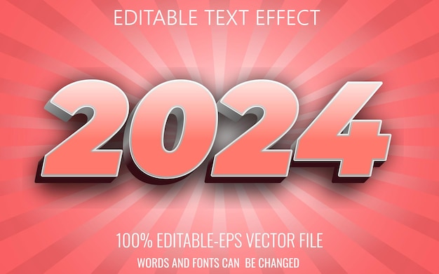 Efecto de texto 3D editable 2024 estilo gráfico diseño 3D para su Navidad