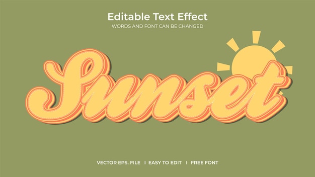 Efecto de texto 3D editable para el atardecer