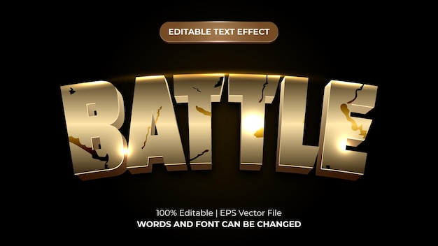 Efecto de texto 3d editable de batalla Vector Premium