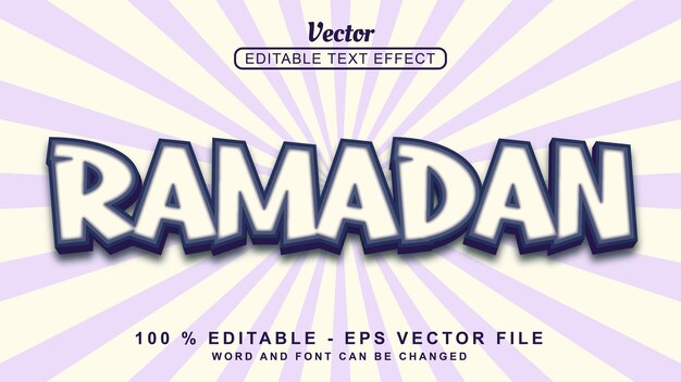 Efecto de texto 3d editable blanco Ramadán estilo moderno aislado sobre fondo blanco