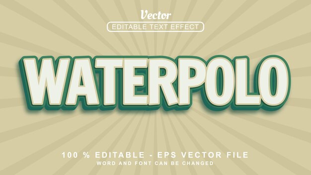 Efecto de texto 3d editable blanco Waterpolo estilo simple aislado sobre fondo gris