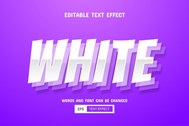 Efecto de texto 3D editable en blanco