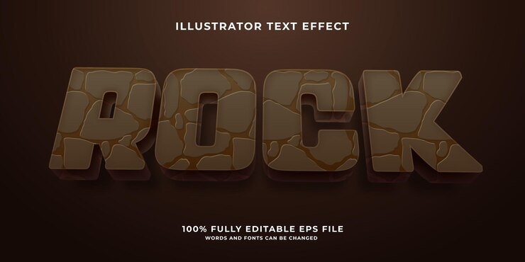 Vector efecto de texto 3d editable brown rusty rock