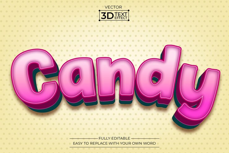 Vector efecto de texto 3d editable para caramelos