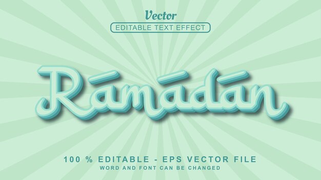 Efecto de texto 3d editable cian Ramadán estilo islámico aislado sobre fondo cian