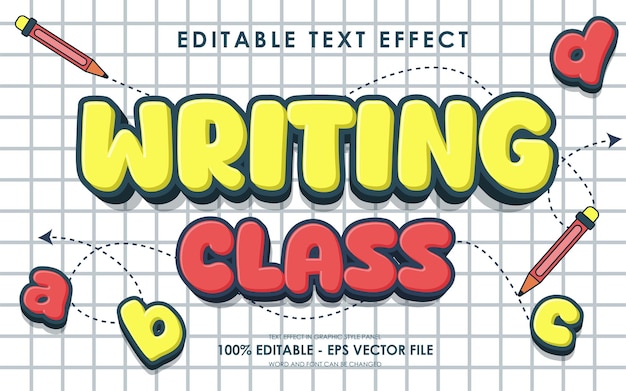 Efecto de texto 3D editable para clases de escritura perfecto para diseños temáticos de regreso a la escuela
