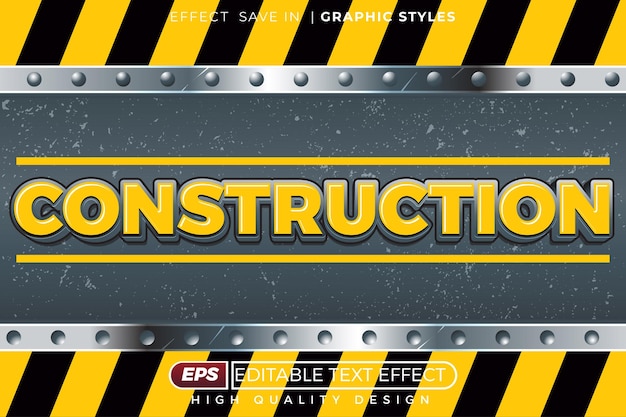 Efecto de texto 3D editable en construcción