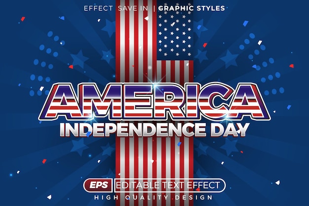 Efecto de texto 3D editable Día de la Independencia de Estados Unidos