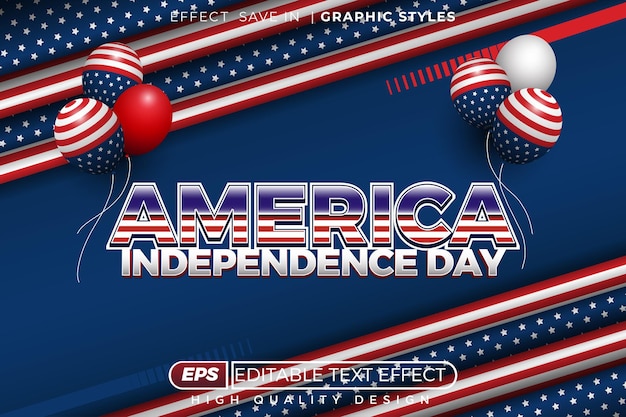 Efecto de texto 3D editable Día de la Independencia de Estados Unidos