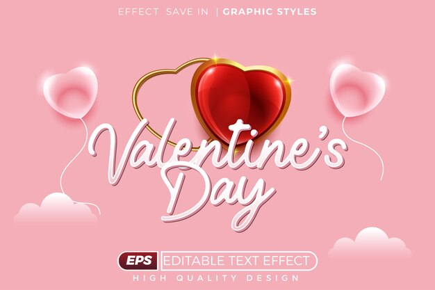 Efecto de texto 3D editable para el día de San Valentín