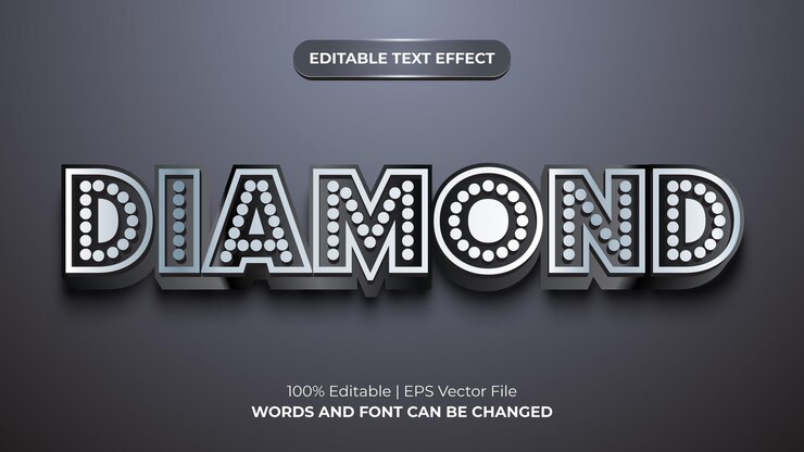 Vector efecto de texto 3d editable de diamante o estilo gráfico vector premium