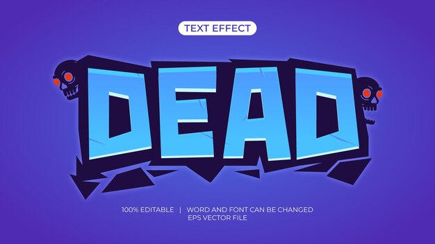 El efecto de texto 3D editable dice MUERTO sobre un fondo degradado morado
